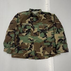 Vintage 80s US Army Military Camo Shirt Chore Jacket